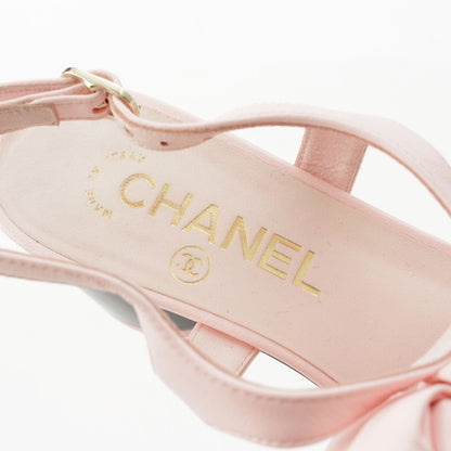 Chanel Leather CC Logo Ribbon Strap Sandals Pink 36C — view 7