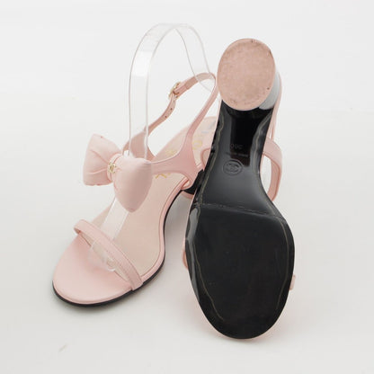 Chanel Leather CC Logo Ribbon Strap Sandals Pink 36C — view 5