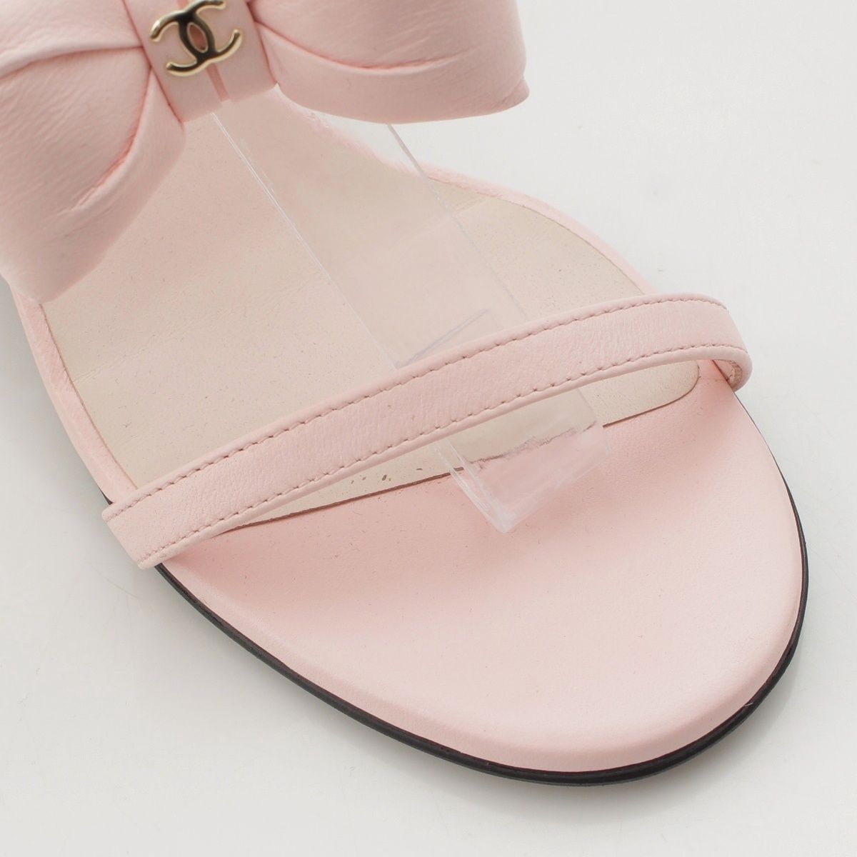 Chanel Leather CC Logo Ribbon Strap Sandals Pink 36C — view 6