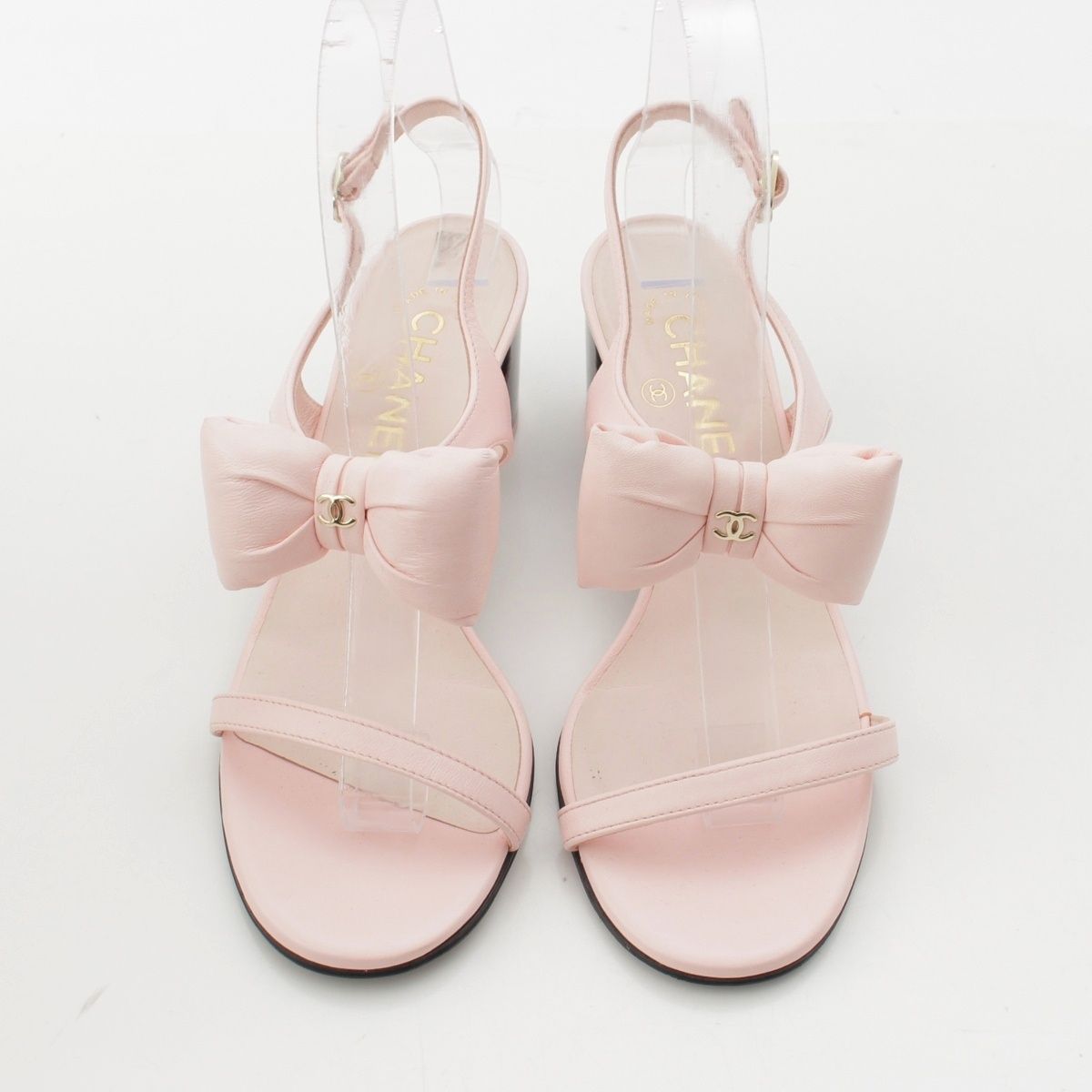 Chanel Leather CC Logo Ribbon Strap Sandals Pink 36C — view 2