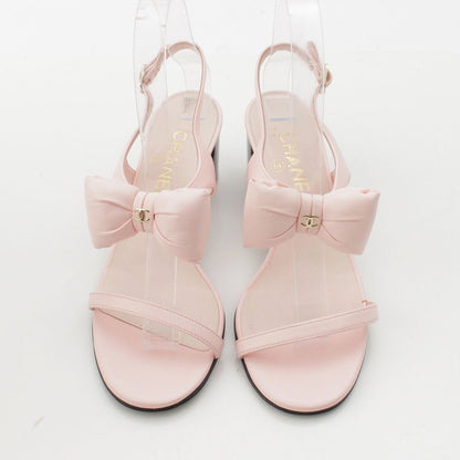 Chanel Leather CC Logo Ribbon Strap Sandals Pink 36C — view 2