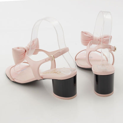 Chanel Leather CC Logo Ribbon Strap Sandals Pink 36C — view 4