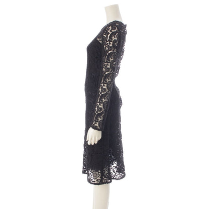 Prada AW the New Lace Runway Silk Long Sleeve Floral Pattern Long Dress Black 38 — view 3