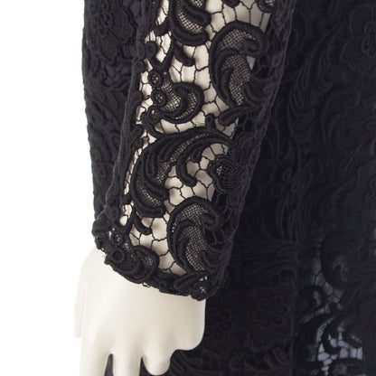 Prada AW the New Lace Runway Silk Long Sleeve Floral Pattern Long Dress Black 38 — view 7