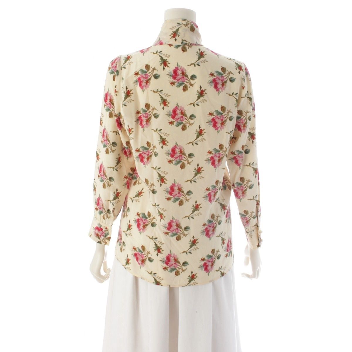 Gucci Michele Era Silk GG Pearl Button Floral Pattern Tie Design Blouse Top — view 4