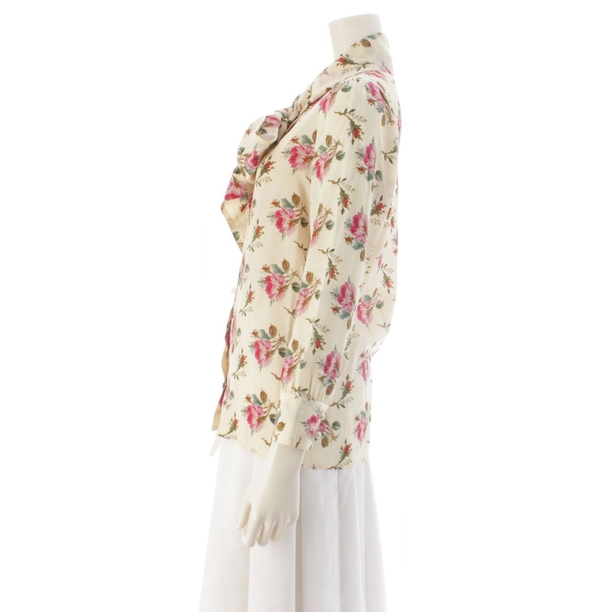 Gucci Michele Era Silk GG Pearl Button Floral Pattern Tie Design Blouse Top — view 3