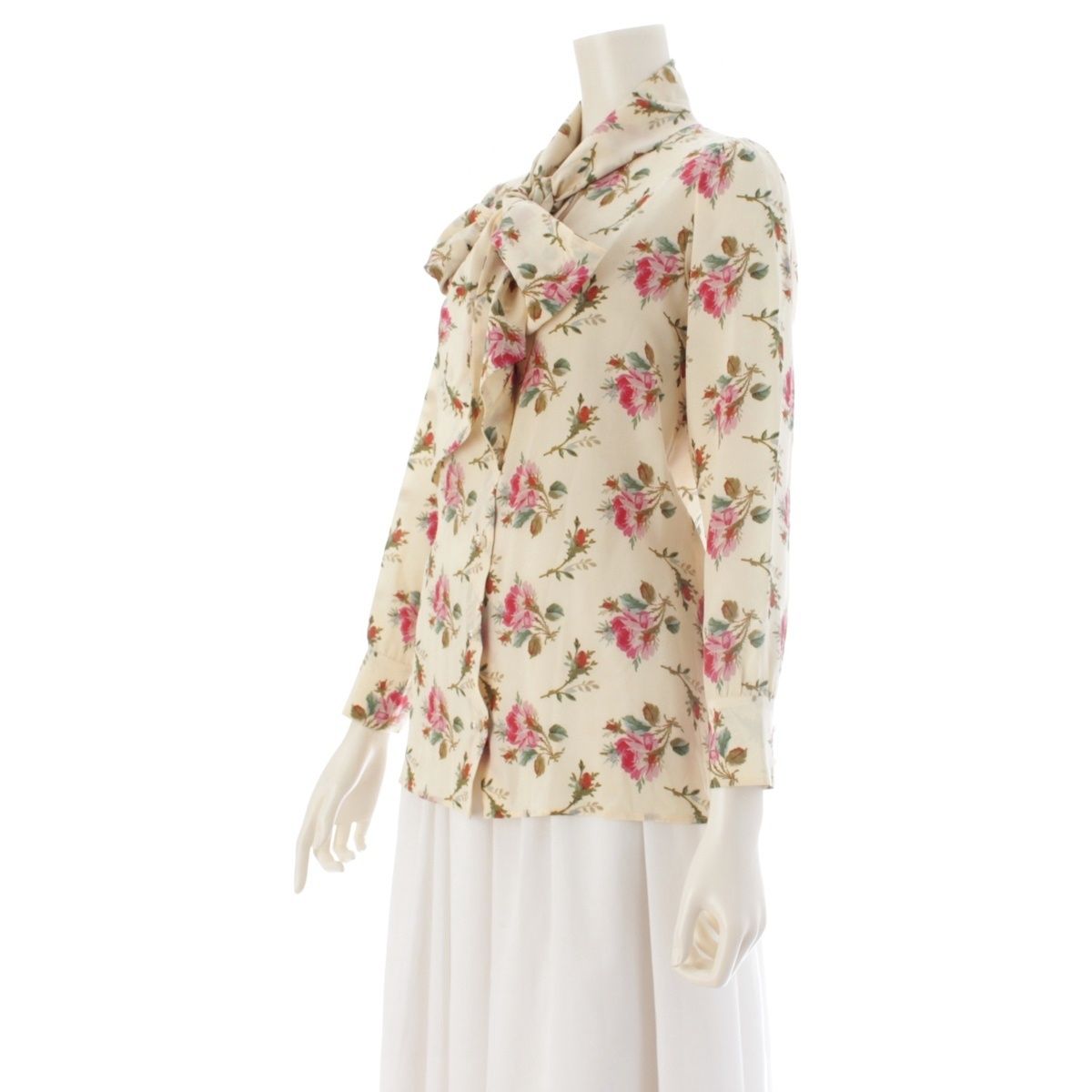 Gucci Michele Era Silk GG Pearl Button Floral Pattern Tie Design Blouse Top — view 2