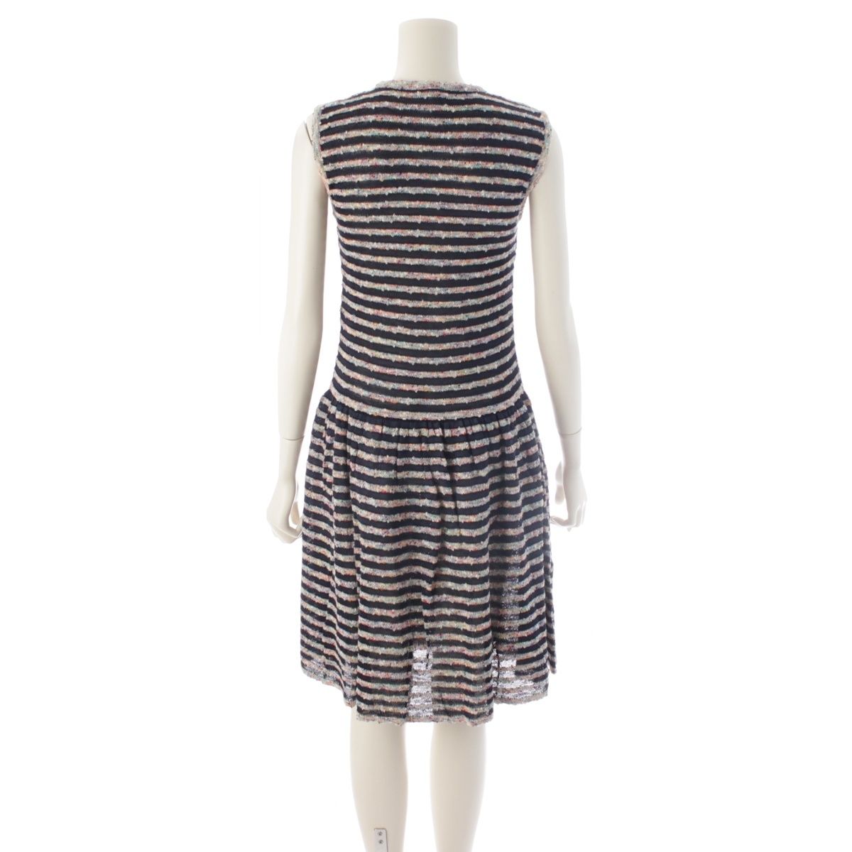 Chanel Sleeveless Border Knit Dress Multicolor 40 — view 4