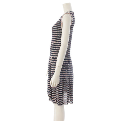 Chanel Sleeveless Border Knit Dress Multicolor 40 — view 3