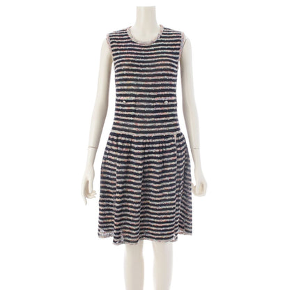 Chanel Sleeveless Border Knit Dress Multicolor 40