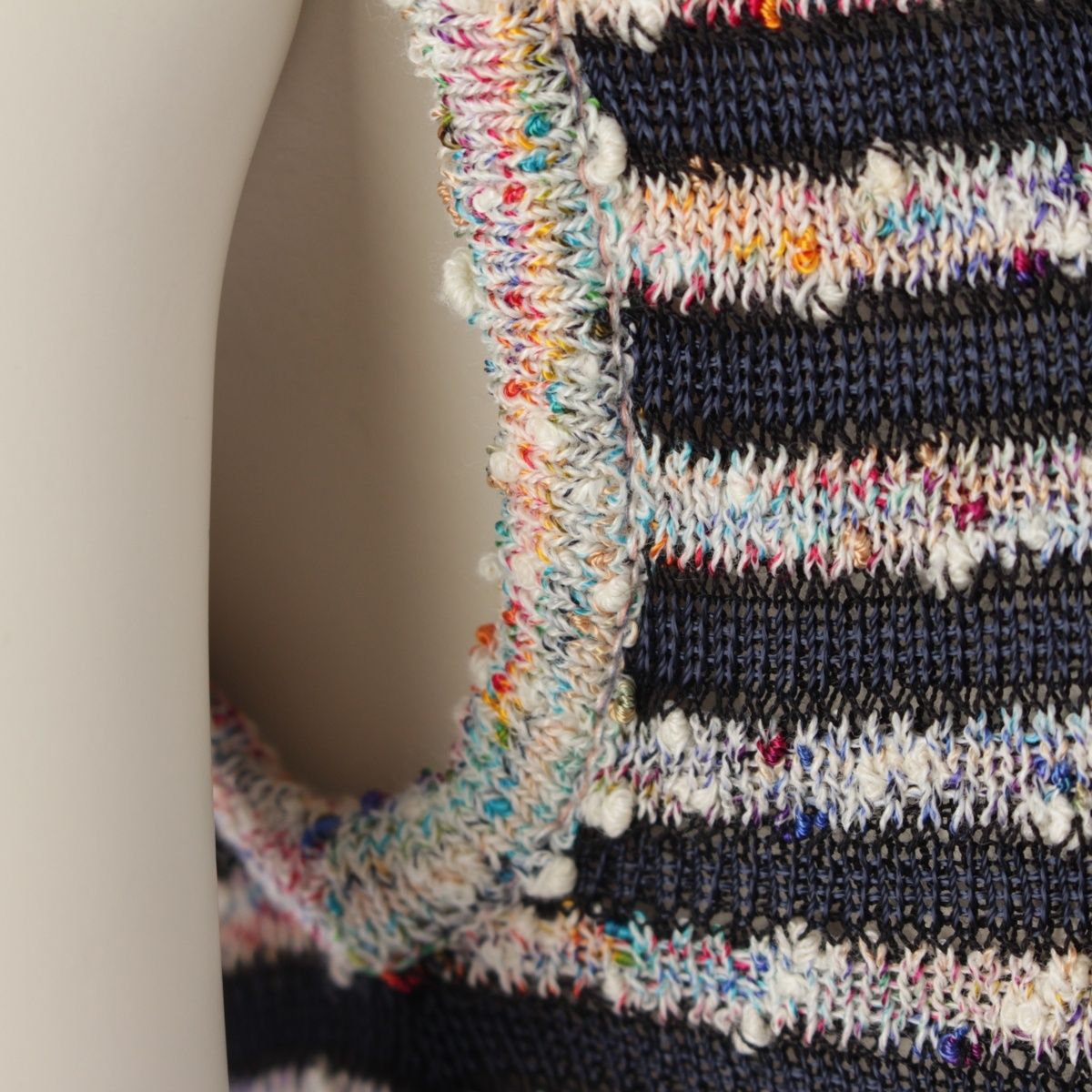 Chanel Sleeveless Border Knit Dress Multicolor 40 — view 8