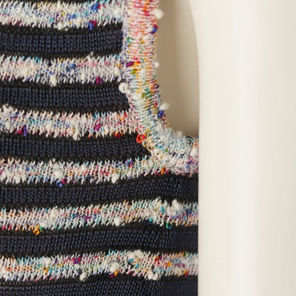 Chanel Sleeveless Border Knit Dress Multicolor 40 — view 7