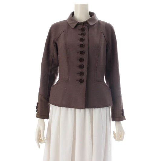 Louis Vuitton by Marc Jacobs Wool Cashmere Contrast Shape Jacket Brown 34