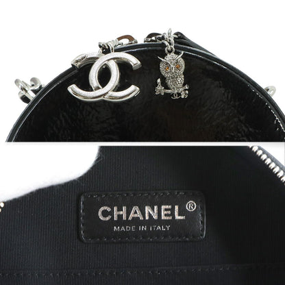 Chanel Round Quilted 2-Way Chain Shoulder Bag Patent Leather Black — view 8
