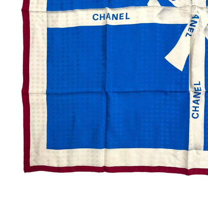 Chanel Ribbon Pattern Silk Scarf Blue — view 5