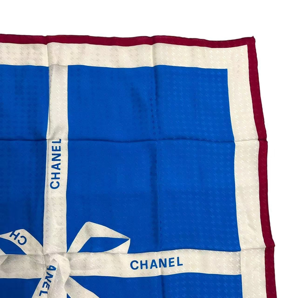Chanel Ribbon Pattern Silk Scarf Blue — view 3