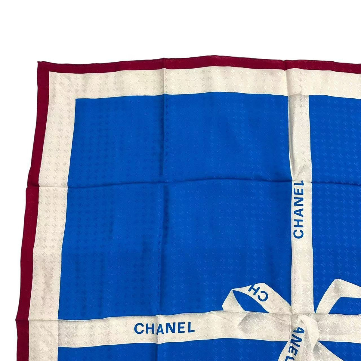 Chanel Ribbon Pattern Silk Scarf Blue — view 2