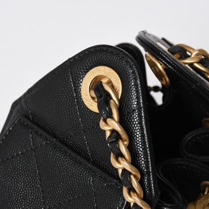 Chanel 25 Mini Chain Shoulder Bag Caviar Leather Black Gold — view 5