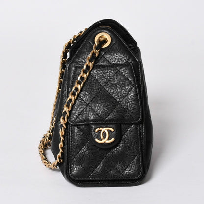 Chanel 25 Mini Chain Shoulder Bag Caviar Leather Black Gold — view 4