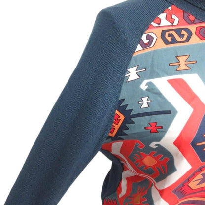 Hermes Knit Sweater Cashmere Silk Twillaine Turtleneck All Over Print Long L — view 4