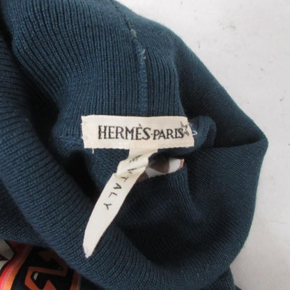 Hermes Knit Sweater Cashmere Silk Twillaine Turtleneck All Over Print Long L — view 7