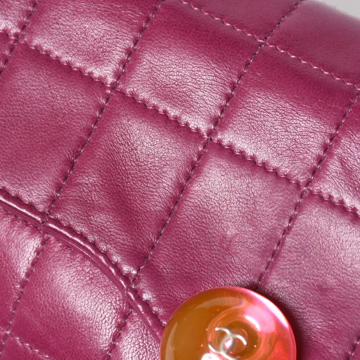 Chanel Choco Bar Ball Chain Shoulder Bag CC Logo Lambskin Pink Silver — view 8