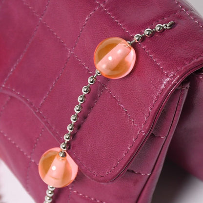 Chanel Choco Bar Ball Chain Shoulder Bag CC Logo Lambskin Pink Silver — view 5