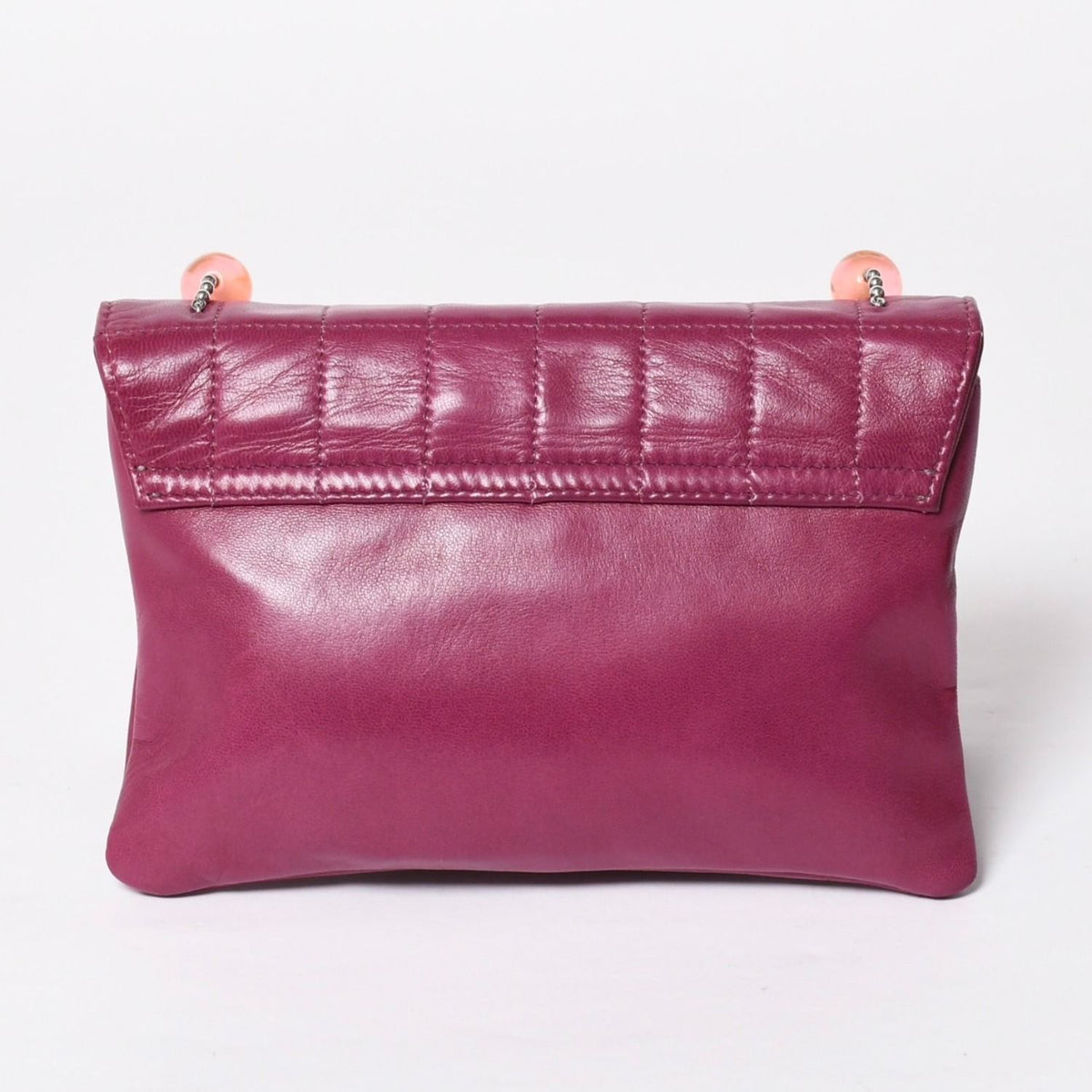 Chanel Choco Bar Ball Chain Shoulder Bag CC Logo Lambskin Pink Silver — view 2