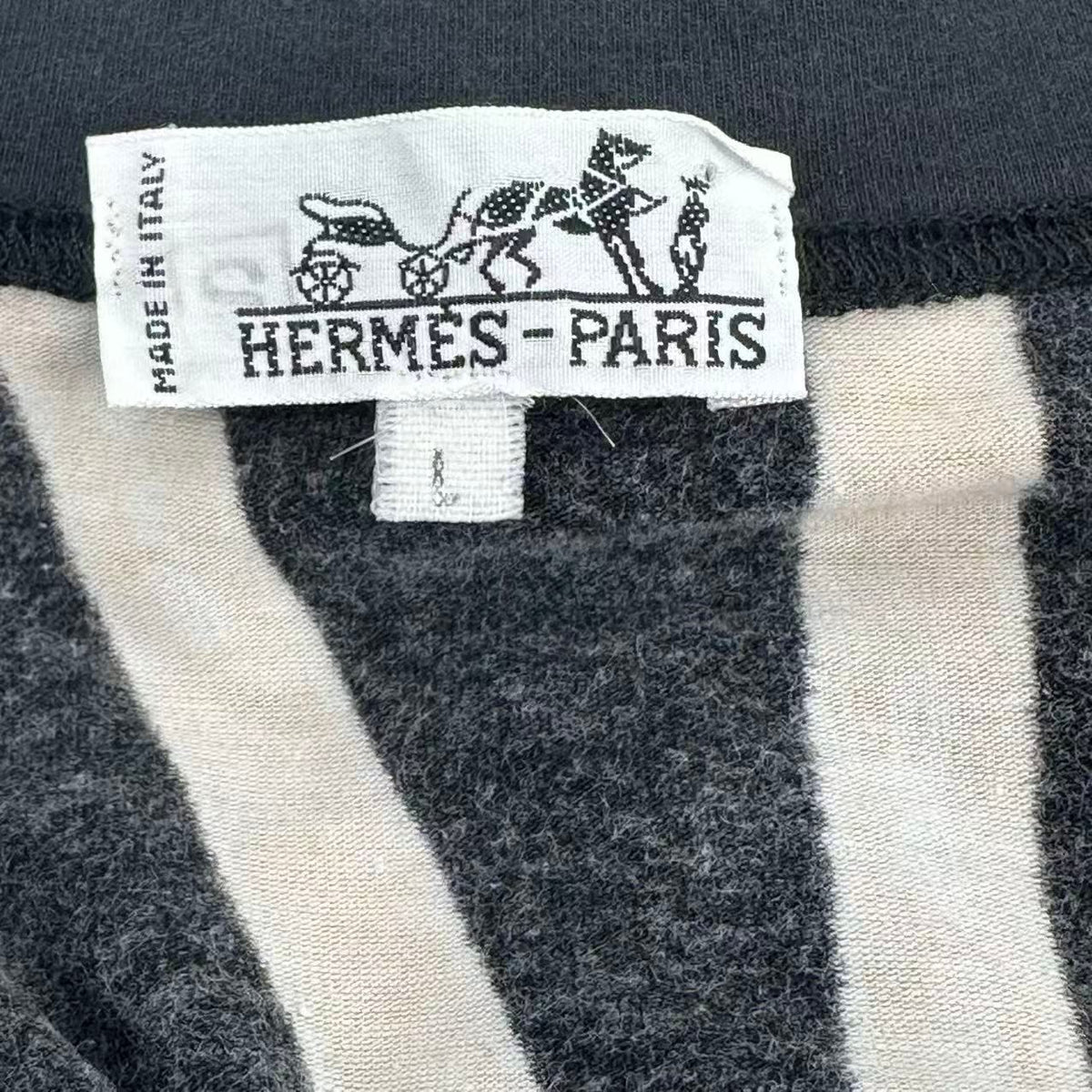Hermes T-Shirt Long Sleeve Ribbon Pattern Black — view 3