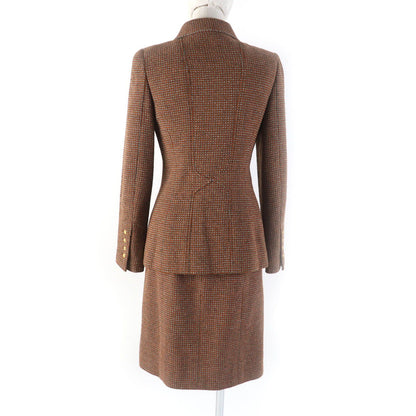 Chanel Vintage 96A CC Logo Buttoned Jacket Skirt Suit Set Brown 38 — view 3