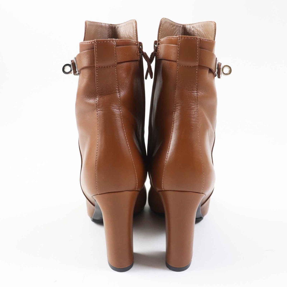 Hermes Jouueuse Silver Kelly Leather Short Boots Brown — view 2