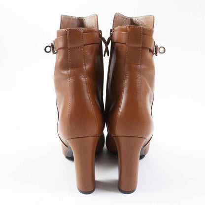 Hermes Jouueuse Silver Kelly Leather Short Boots Brown — view 2