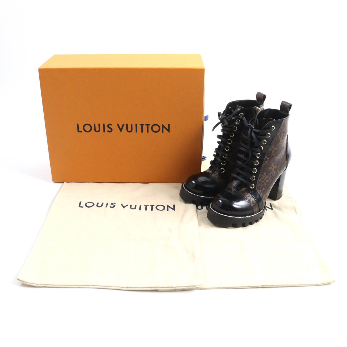 Louis Vuitton Star Trail Line Monogram Canvas Side Zip Lace-up Ankle Boots — view 2
