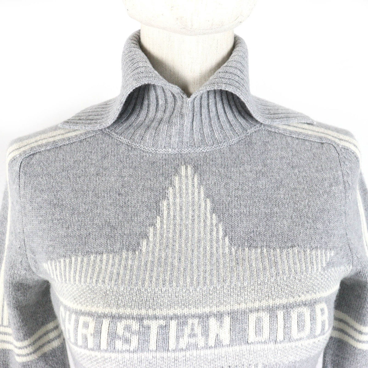 Dior 77 134 Alps Wool Cashmere Star Logo Stand Collar Knit Sweater 38 — view 4
