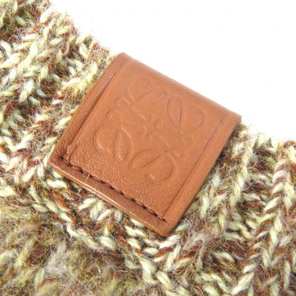 Loewe Wool 100% Anagram Leather Patch Cropped Knit Sweater Brown — view 5