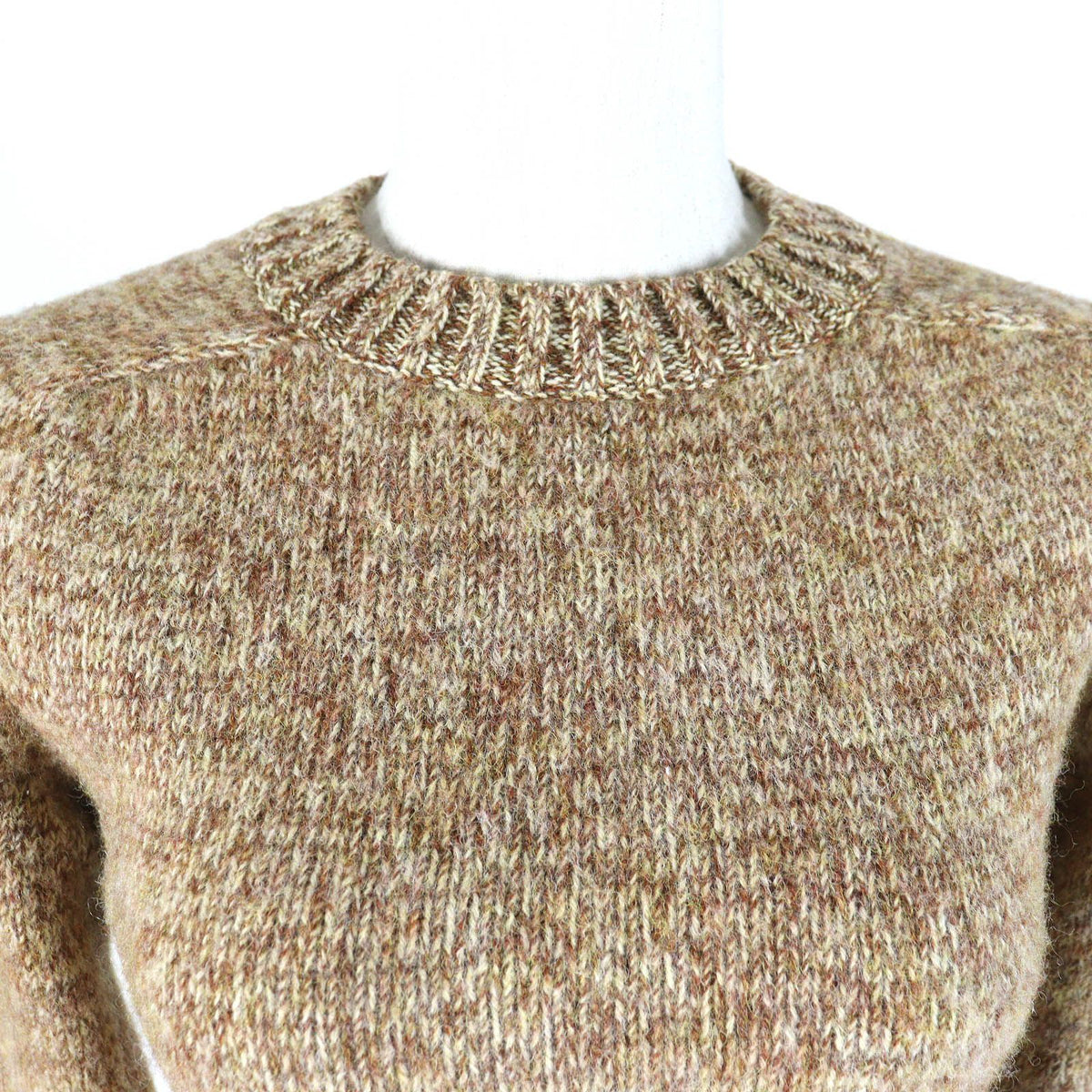 Loewe Wool 100% Anagram Leather Patch Cropped Knit Sweater Brown — view 4