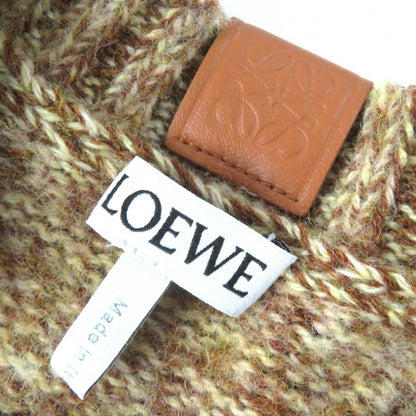 Loewe Wool 100% Anagram Leather Patch Cropped Knit Sweater Brown — view 6