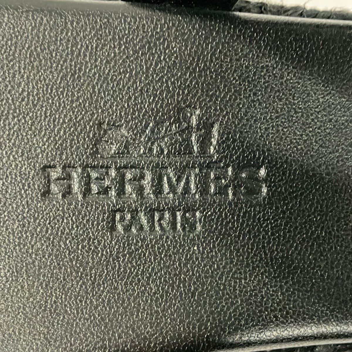 Hermes Sandals Itea Black Wedge Sole Espadrilles Leather — view 5