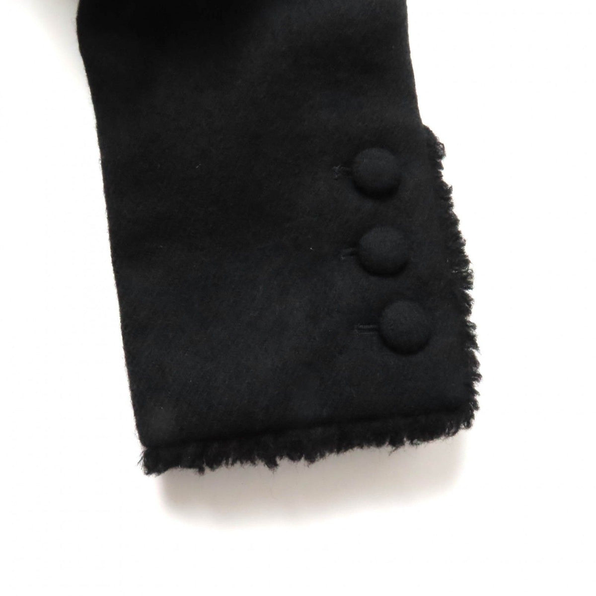 Chanel 06A Lining Silk 100% Logo Plate Cut Off Wool Coat Black 36 — view 6