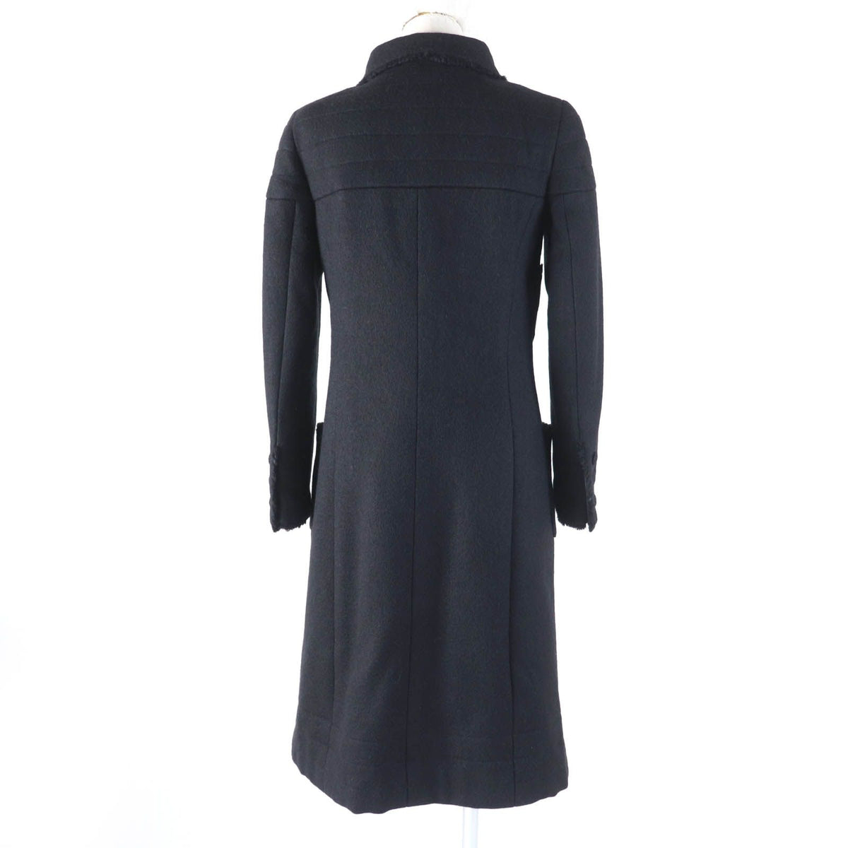 Chanel 06A Lining Silk 100% Logo Plate Cut Off Wool Coat Black 36 — view 3