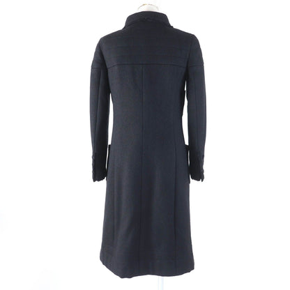 Chanel 06A Lining Silk 100% Logo Plate Cut Off Wool Coat Black 36 — view 3