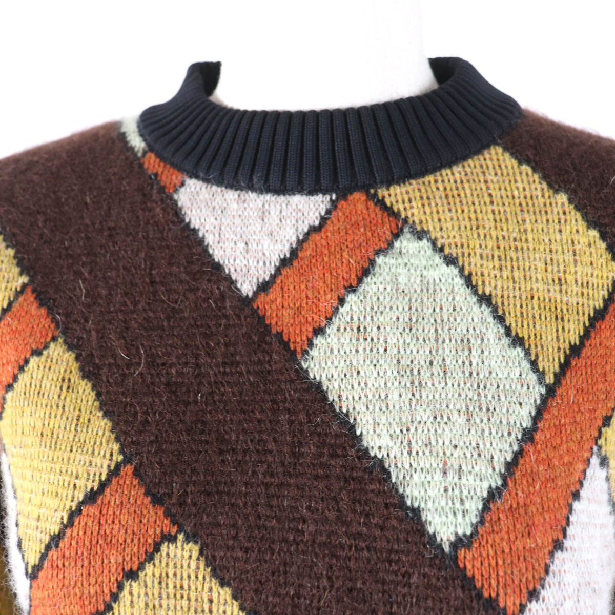 Louis Vuitton Wool Mohair Blend Leather Logo Patch Long Sleeve Knit Multi — view 4