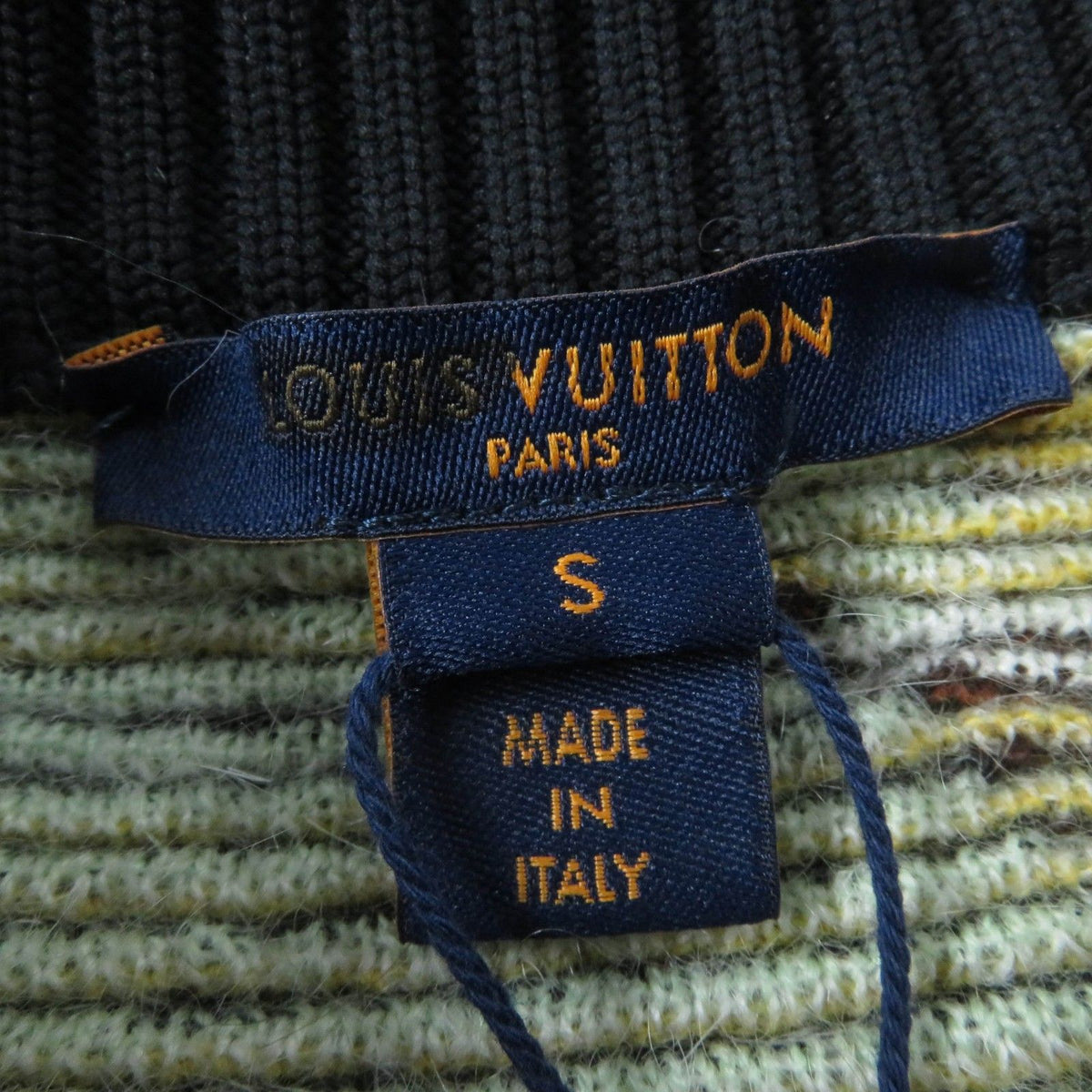 Louis Vuitton Wool Mohair Blend Leather Logo Patch Long Sleeve Knit Multi — view 6