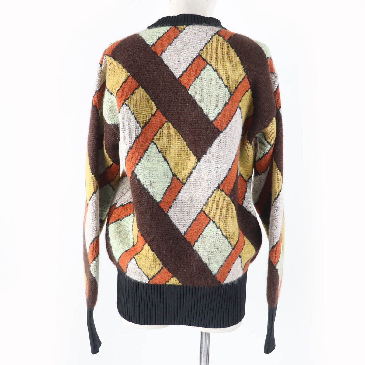 Louis Vuitton Wool Mohair Blend Leather Logo Patch Long Sleeve Knit Multi — view 3