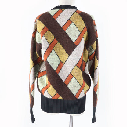 Louis Vuitton Wool Mohair Blend Leather Logo Patch Long Sleeve Knit Multi — view 3