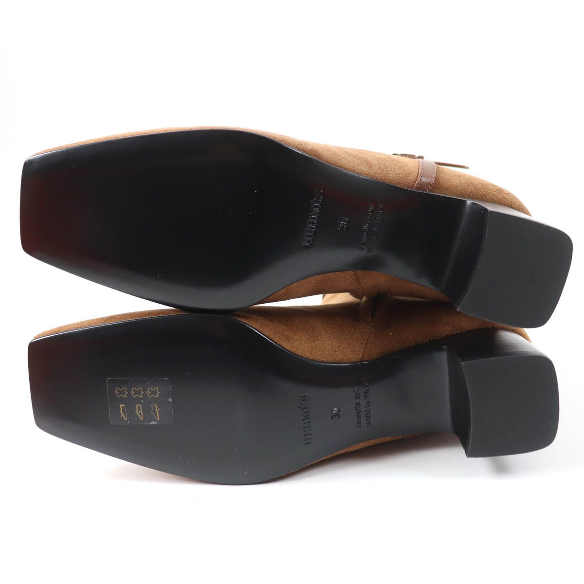 Hermes Homage Silver H Bangle Suede Leather Short Boots Brown — view 7
