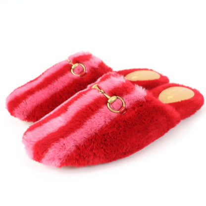 Gucci x Adidas Horsebit Fur Mules Red