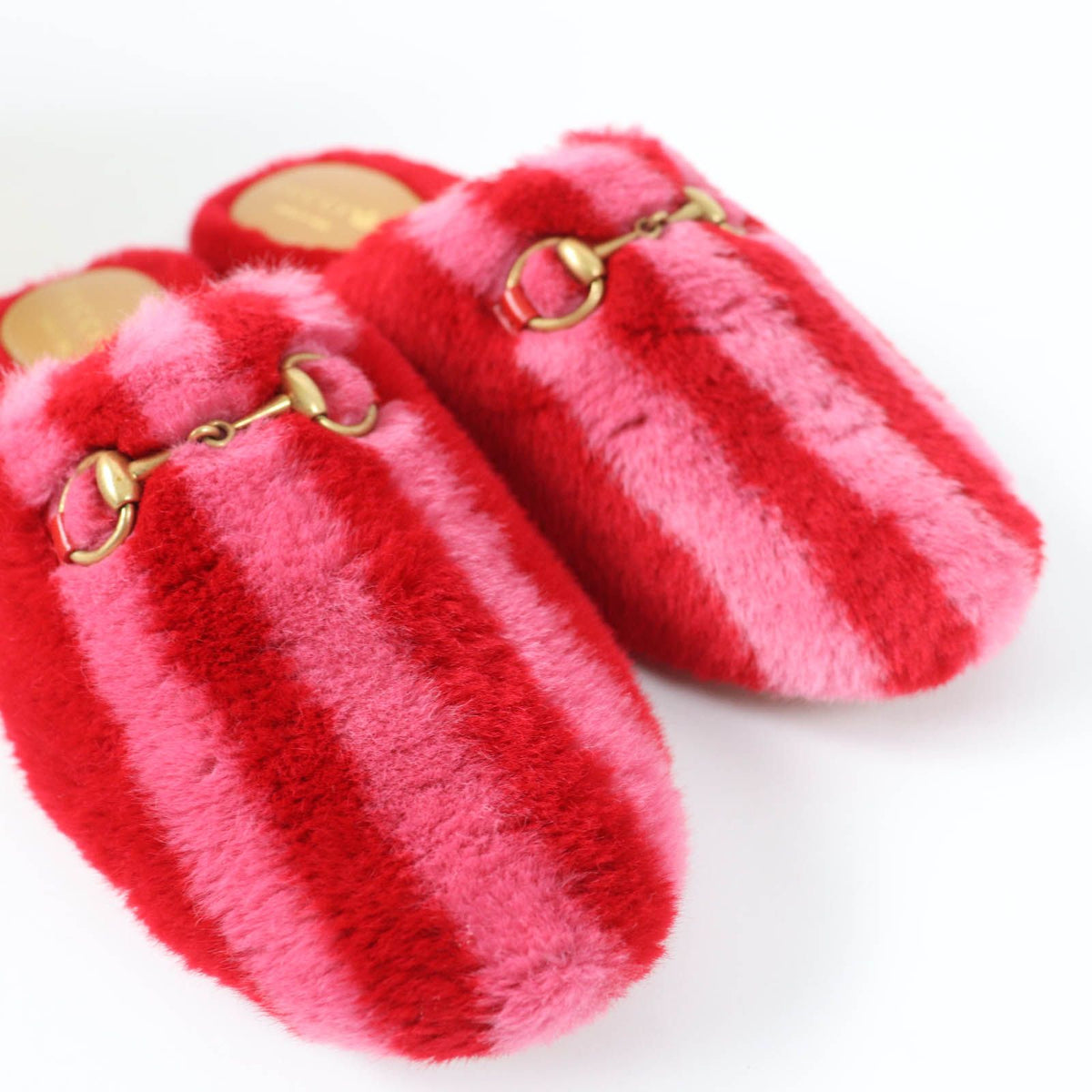 Gucci x Adidas Horsebit Fur Mules Red — view 8