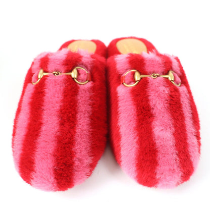Gucci x Adidas Horsebit Fur Mules Red — view 4