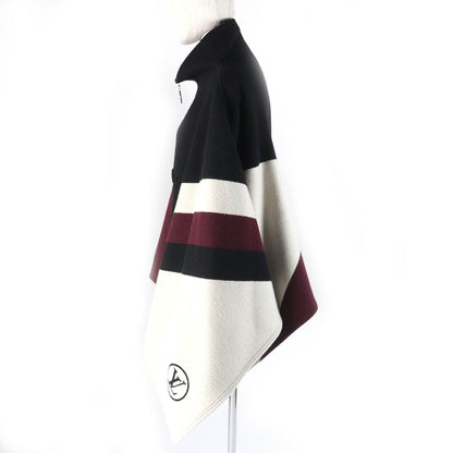 Louis Vuitton Wool Silk Graphic LV Jacquard Paipin Glam Zip UP Poncho Black — view 2